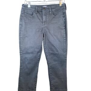 NYDJ Womens Jeans Black Denim Lift Tuck Cropped Cuffed Capris Stretch 8